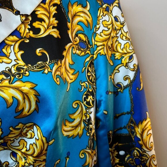 MADISON Women's Blue/Gold Satin Printed Blazer - Size Small - NWT. - Picture 2 of 4